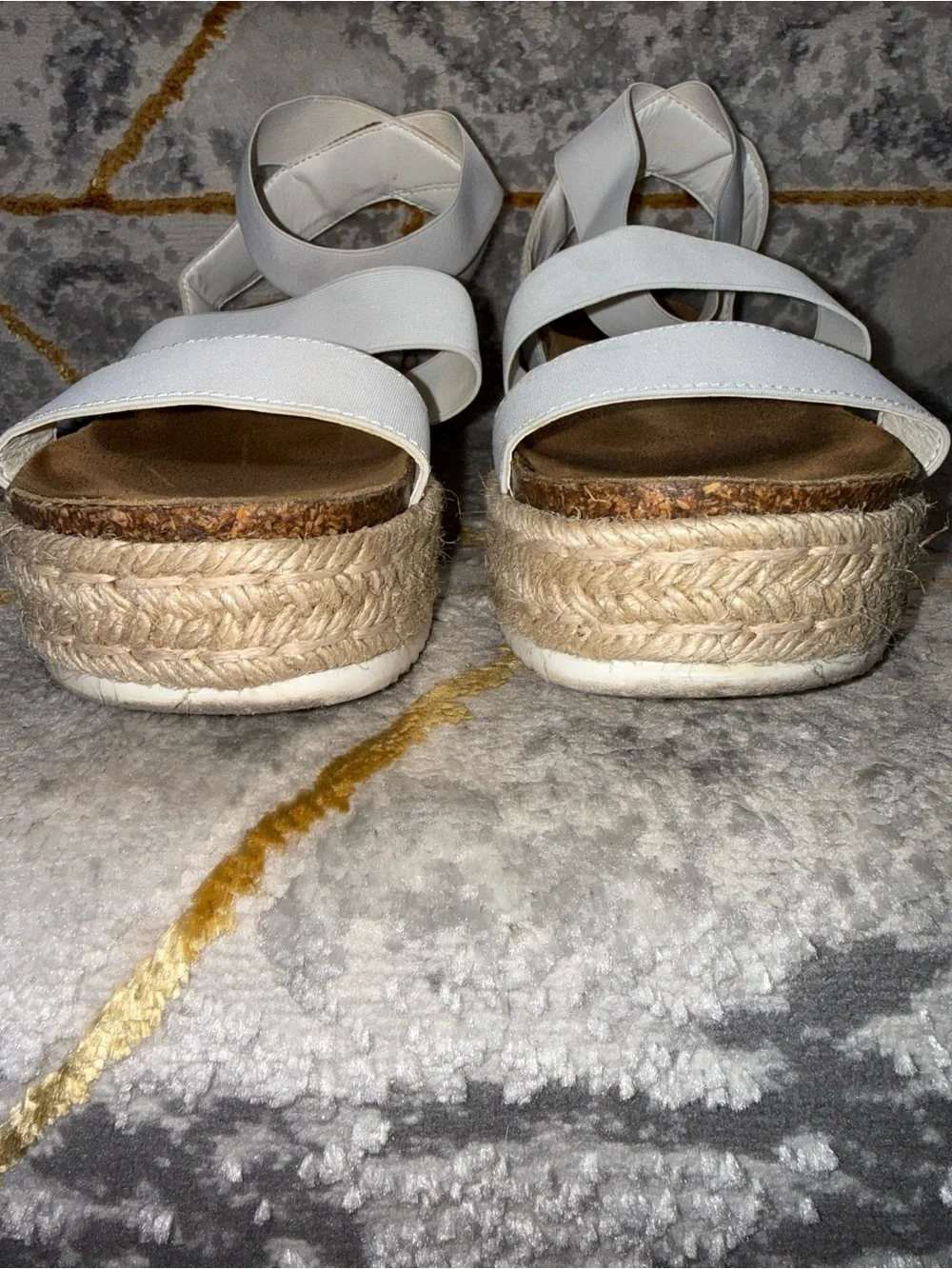 Women’s White Espadrille Platform Sandals - Strappy Comfort
